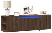 vidaXL Comodă TV de perete cu lumini LED, stejar maro, 135x31x39,5 cm