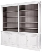 Biblioteca, alb, din lemn masiv de pin, L 220cm, aspect vintage, Classic