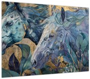 Tablou - Cai cu fundal auriu (70x50 cm)