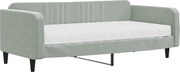 vidaXL Pat de zi cu saltea, gri deschis, 100x200 cm, catifea