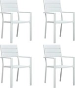 vidaXL Scaune de grădină, 4 buc., alb, HDPE, aspect lemn