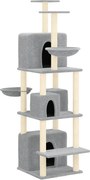 vidaXL Ansamblu de pisici, stâlpi din funie sisal, gri deschis, 180 cm