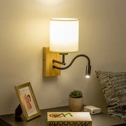 Lampă LED flexibilă de perete Brilagi NUBILA WOOD 1xE27/25W/230V + LED/3W stejar/negru/crem