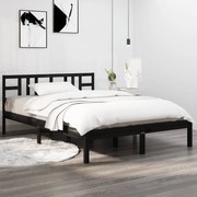 vidaXL Cadru de pat, negru, 140x190 cm, lemn masiv