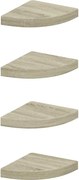vidaXL Rafturi colțar de perete, 4 buc., stejar, 25 x 25 x 3,8 cm, MDF