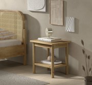 Noptieră OLIVE, din lemn de stejar și MDF, finisaj cald, cu două rafturi deschise – Vipack