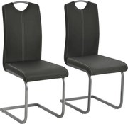 vidaXL Scaune de bucătărie consolă, 2 buc., gri, piele ecologică