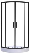 Cabină de duș curbată Spirit Clear 80x80x194 cm cu cădiță de duș din acril armat, neagră