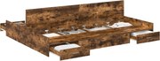 vidaXL Cadru de pat cu depozitare Stejar fumuriu 150 x 200 cm