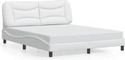 vidaXL Cadru de pat fără saltea, Hvar, alb, 160x200 cm, piele ecologică