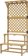 Outsunny Suport pentru plante, raft pentru flori, 2 niveluri, cu spalier și acoperiș, lemn de brad, 75x50x166cm, galben | Aosom Romania