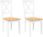 vidaXL Scaune de sufragerie 2 buc Cauciuc din lemn masiv alb