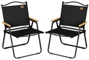 Outsunny Set 2 Scaune de Camping și Plajă Pliabile cu Cotiere, 54x59x78 cm, Negru | Aosom Romania