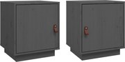 vidaXL Noptiere, 2 buc., gri, 40x34x45 cm, lemn masiv de pin