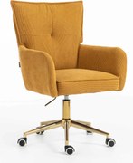 HR250K Scaun Catifea Reiată Premium Ruloare Curry Galben Bază Aurie