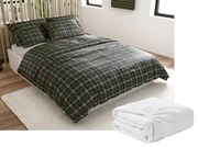 Set 2buc Lenjerie cocolino GLENMOORE verde + Cearsaf Cocolino microplus cu elastic SOFT 180x200 cm alb, pat dublu