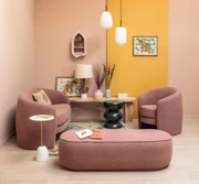 Set canapea, fotoliu si bancheta, stofa, Marsala