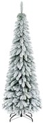 HOMCOM Brad Artificial de Craciun Inalt 180cm, Decor Tip Creion cu 523 de Crengute Pline de Zapada, Forma Coborata, Baza din Otel