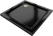 Mexen Flat cadă pătrată slim 90 x 90 cm, negru, sifon auriu - 40709090G