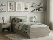 Pat de o persoana stejar trufat, SOFIA 90 x 200 cm Saltele: Cu saltele Deluxe 10 cm, Somiera pat: Cu lamele drepte