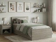 Pat de o persoana stejar trufat, SOFIA 90 x 200 cm Saltele: Cu saltele Sommera 18 cm, Somiera pat: Cu lamele drepte