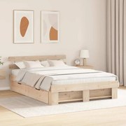 vidaXL Cadru de pat cu headboard Maro 140 x 200 cm Lemn masiv de pin