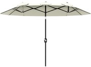 Outsunny Umbrelă de Grădină Dublă Înclinabilă la 45° cu Manivelă si 3 Orificii de Ventilație, 295x152x222 cm, Bej | Aosom Romania