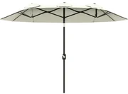 Outsunny Umbrelă de Grădină Dublă Înclinabilă la 45° cu Manivelă si 3 Orificii de Ventilație, 295x152x222 cm, Bej | Aosom Romania