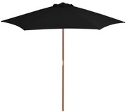 vidaXL Umbrelă de soare de grădină cu stâlp din lemn, negru, 270 cm