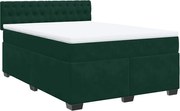 vidaXL Pat box spring cu saltea, verde închis, 160x200 cm, catifea
