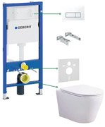 Set vas wc suspendat rimless cu capac soft close Oslo, rezervor incastrat, set fixare, izolare fonica si clapeta alba