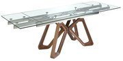 Masa extensibila deosebita design LUX Walnut-Glass 160-240x90cm