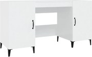 vidaXL Birou, alb extralucios, 140x50x75 cm, lemn compozit