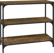 vidaXL Raft cărți stejar fumuriu 80x33x70,5 cm, lemn prelucrat și oțel