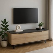 Comoda TV Kasandra, nuanta marmura neagra-sonoma, 180 x 35 x 48.5 cm