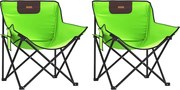 vidaXL Scaune de camping cu buzunar, pliabile, 2 buc., verde