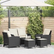 vidaXL Set mobilier de grădină cu perne, 6 piese, negru, poliratan