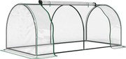 Outsunny Tunel de oțel pentru grădină cu seră și capac din PVC, 200x100x80 cm, transparent și verde | Aosom Romania