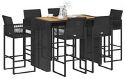 vidaXL Set mobilier bar de grădină fără perne 7 piese negru poliratan