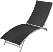 vidaXL Șezlong de plajă, negru, oțel și textilenă
