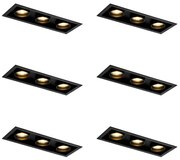 Set de 6 spoturi încastrate moderne negre reglabile cu 3 lumini - Roof