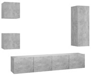 vidaXL Set de dulapuri TV, 5 piese, gri beton, lemn prelucrat