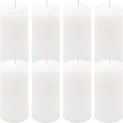 Set de lumânări rustice, 10 cm, Ø 5 cm, alb, 8 buc.