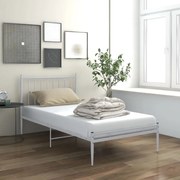 vidaXL Cadru de pat, alb, 100x200 cm, metal