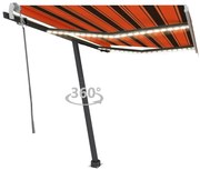 vidaXL Copertină retractabilă manual cu LED portocaliu&amp;maro 300x250 cm