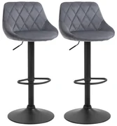 HOMCOM Scaun bar Reglabile in Inaltime cu Spatar, Greutate Suportata 120kg,51.5x48x83-104cm, gri | Aosom Romania