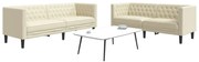vidaXL Set canapele Chesterfield cu 2 locuri, crem, piele eco.