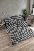 Set lenjerie pat KARELI SATEN, negru/gri, bumbac/poliester, 200x220 cm