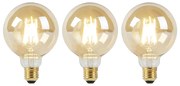 Set 3 becuri LED E27 dim to warm G95 gold 8W 806 lm 2000-2700K