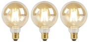 Set de 3 becuri LED E27 Dim to Warm G95 auriu 8W 806lm 2000-2700K